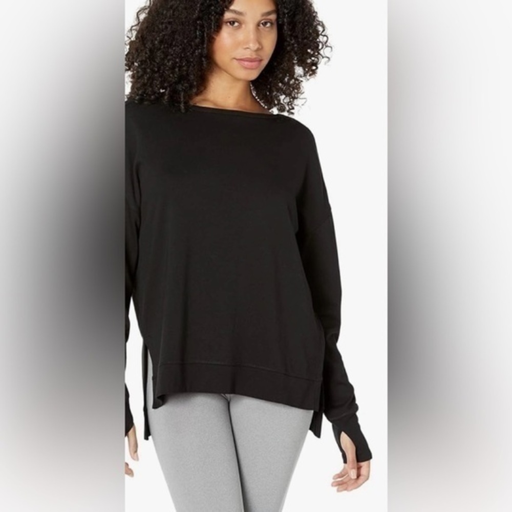 Sweaty Betty after class black cozy soft thumbholes sweatshirt small